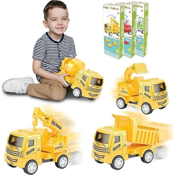 Set‎ of 4 Small Construction Trucks Kids 3+ - Picture 1 of 9